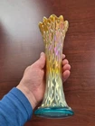 Super Pretty Aqua Opalescent Northwood Carnival Glass Tree Trunk Standard Vase