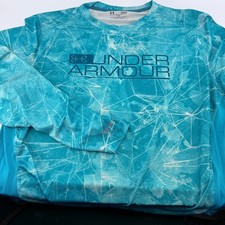 Under Armour Iso-Chill HeatGear Men Large Teal Geometric Long Sleeve Shirt Loose