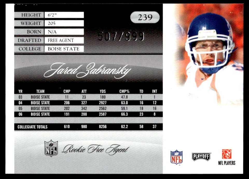 2007 Prestige DP Jared Zabransky 207/999 #239 - Image 2 of 2