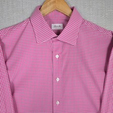 HAMILTON 1883 Mens Made in USA Pink Gingham Check Sport Shirt Size XL 17/35