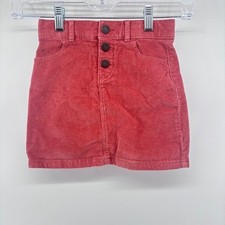Girls Old Navy Corduroy Skirt Button Front Pockets Adjustable Waist Red
