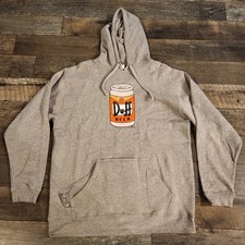 Universal Studios Simpsons Duff Beer Hoodie Mens XL Beer Pocket Opener Gray