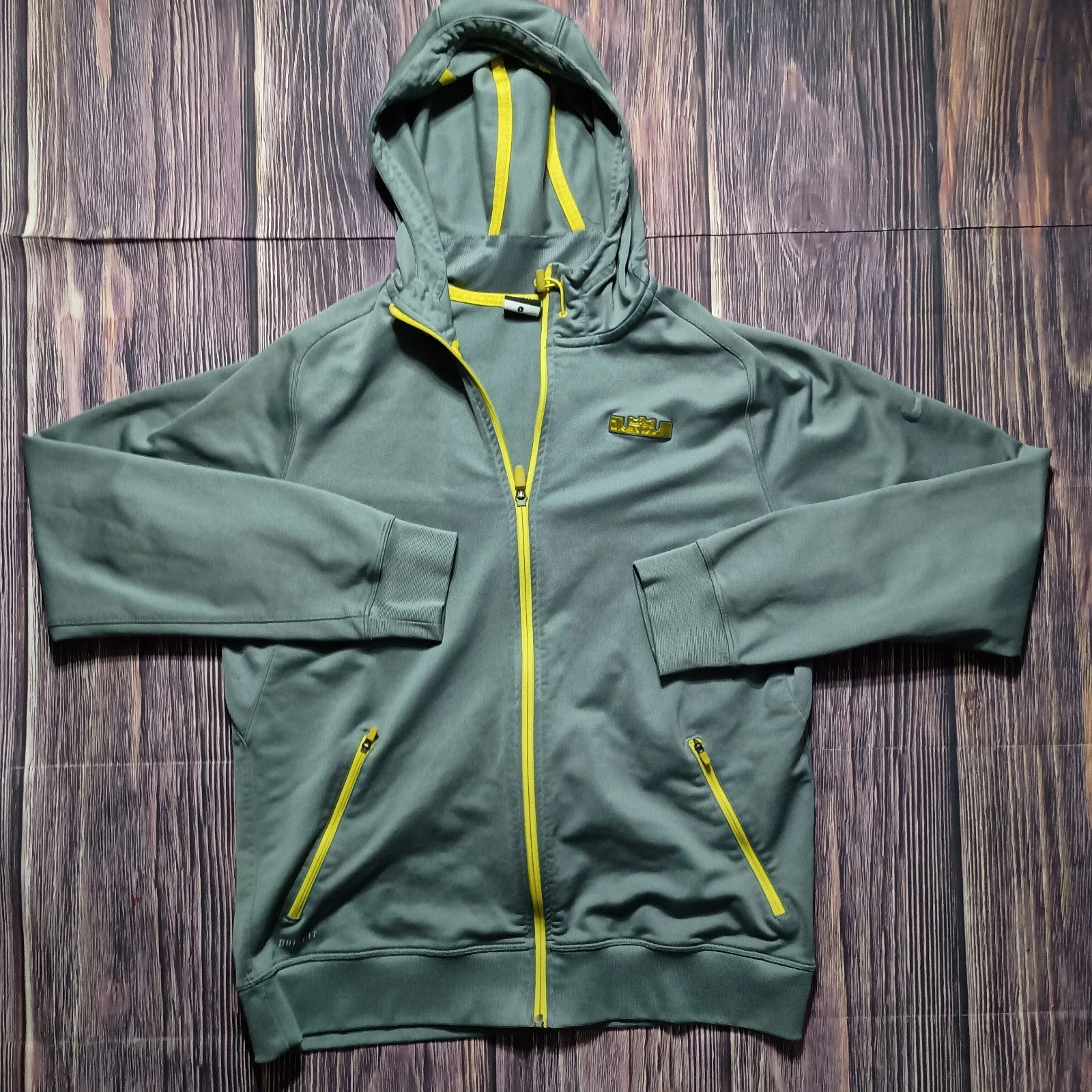 Nike Lebron James Therma-Fit Zip Up Hoodie Men's Large Gray Yellow