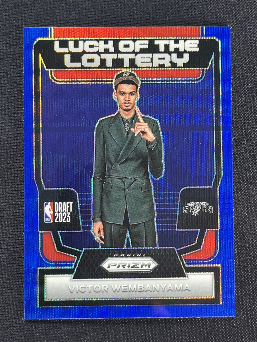 2023-24 Panini Prizm Victor Wembanyama #7 Blue Wave Luck Of The Lottery RC