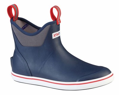 Xtratuf Men's Full Rubber Ankle Deck Boot - Size 9 - Navy/Red, 6''