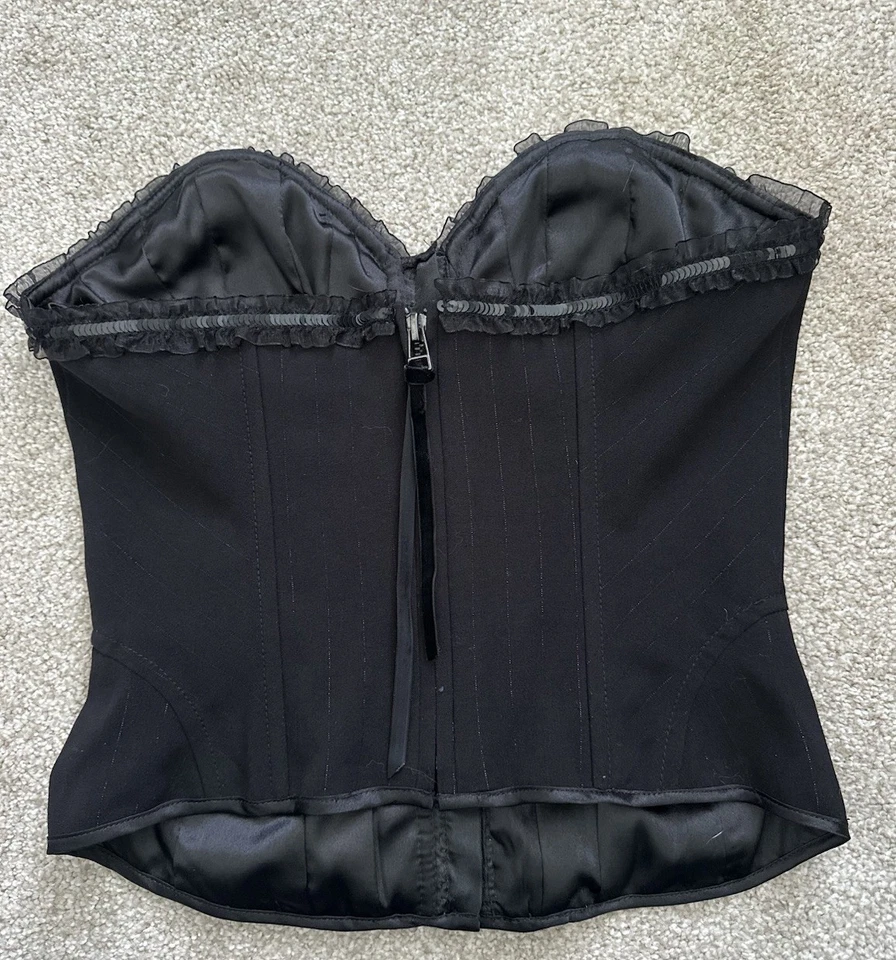 Corsé sin tirantes negro bustier vintage Guess Jeans Y2K para mujer talla S Foto 3 de 4