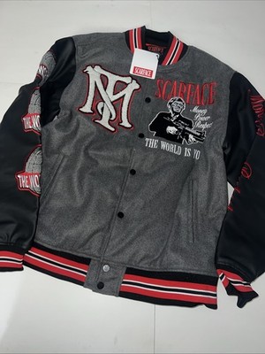 Scarface X Reason Mens Patches Wool Long Sleeve Varsity Jacket Men s L NEW $160