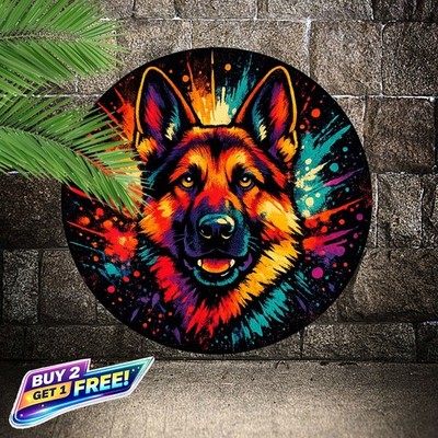 Vibrant Colors Round Aluminum Sign Pet Lover Decorative Plaque 8x8