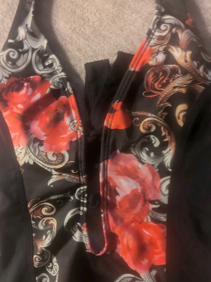 Y2K Guess Floral Bathing Suit Sexy Swim Vacation Pool Roses Halter Sz S Small - Image 3 of 4