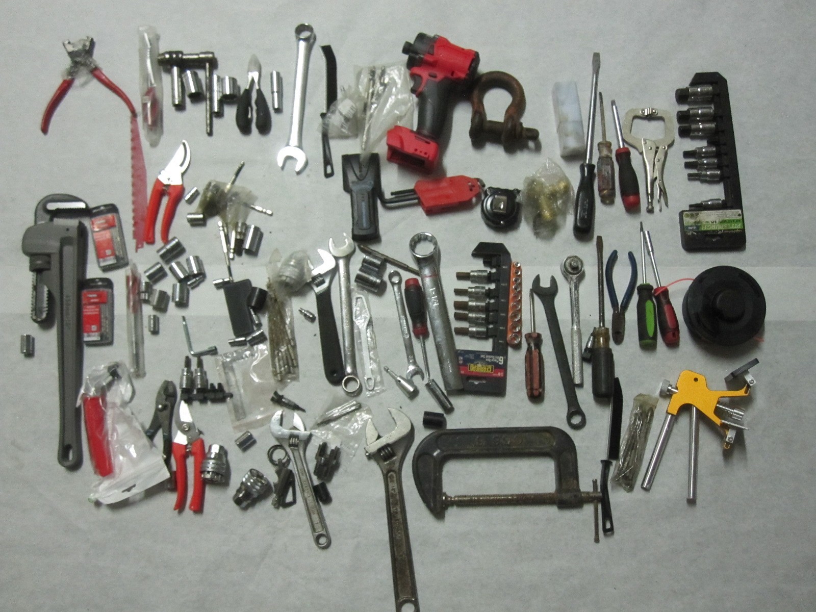 Huge Lot Tools Hardware Assorted Kit Set Wrenches Sockets Screw Drivers Clamps