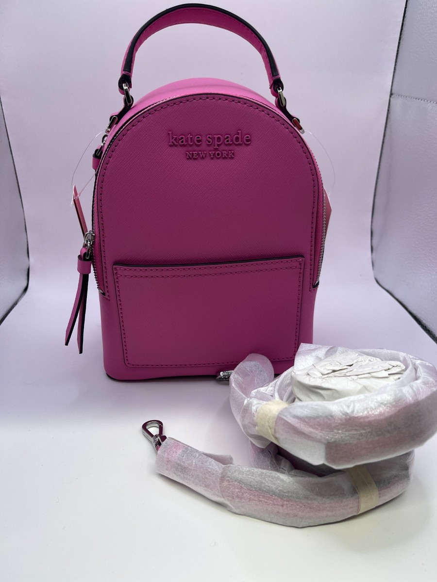Kate Spade Mini Leather Backpack Cameron Monotone Bright Peony