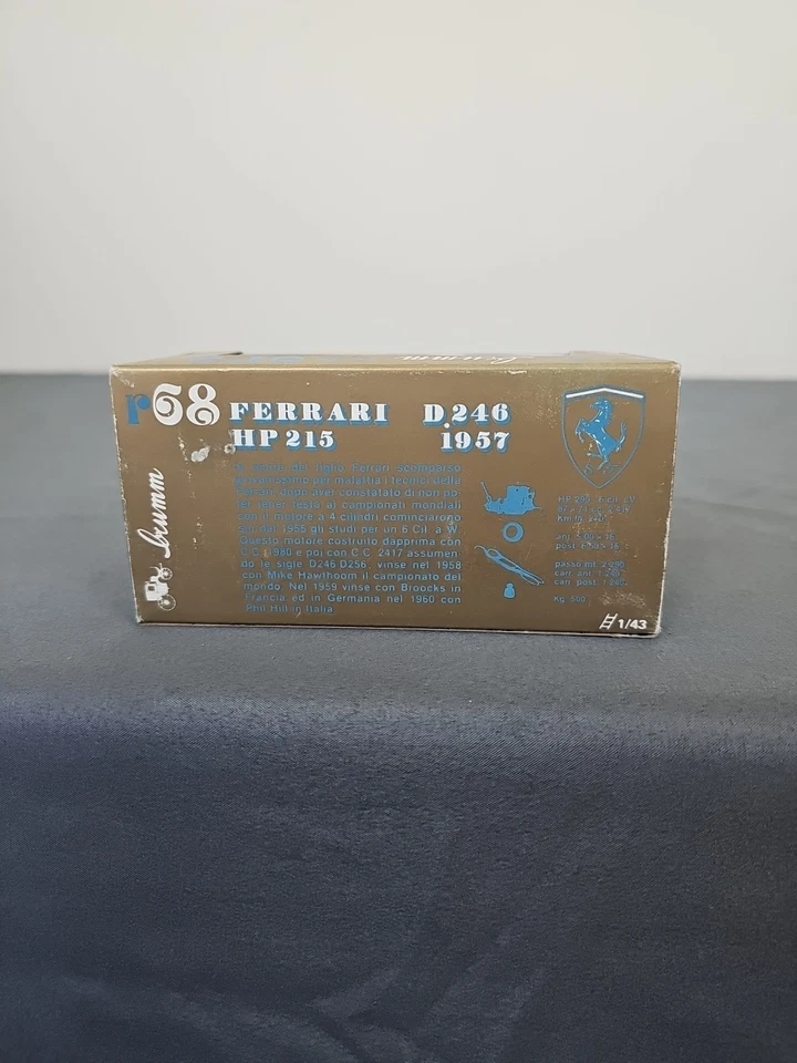 Coche modelo diecast vintage Brumm 1/43 - Ferrari Dino D246 1957 rojo #2 R68 Foto 4 de 4