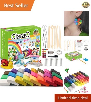 Polymer Clay Starter Kit, Oven Bake Modeling Clay with Sculpting Tools, 24 Co...