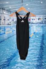 Image of Adidas Women's 3-Stripes C-Back Swimsuit Black and White UK 30 Fits UK 8 New
