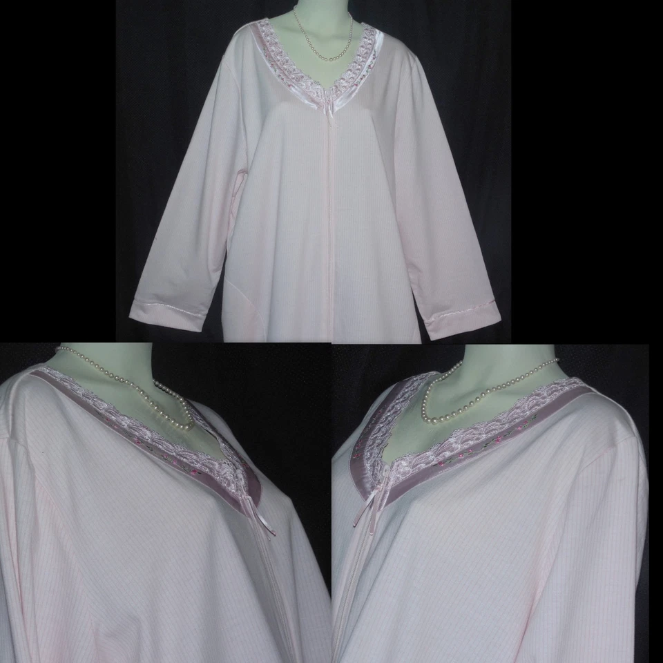 NUEVO SECRET TREASURES 2X BUSTO 52" ROSA TEJIDO ALGODÓN/POLIÉSTER L S BATA BOLSILLO NUEVO SIN ETIQUETAS Foto 3 de 4