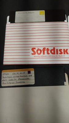 Vintage Apple II Uptime Softdisk 5.25'' Floppy Disks Lot (17x) Games/Apps