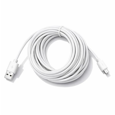Long 13ft White Micro USB Cable for Wyze Cam v3 & Other Security Cameras