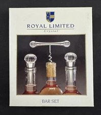 Royal Limited Crystal Bar Set Corkscrew & Two Stoppers