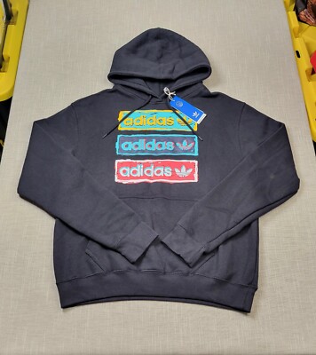 ADIDAS Hoodie Medium Mens Black Blue Red White Tricot Trefoil