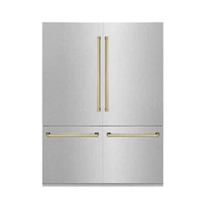 ZLINE NEW 60" BUILT IN DURASNOW STAINLESS STEEL REFRIGERATOR GOLD RBIVZ-SN-60-G