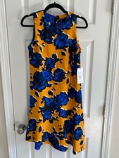 NWT Who What Wear Target Dress Yellow Blue Asymmetrical Hem Sz XS