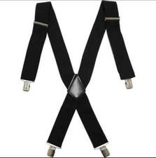 MENS XXL 50MM WIDE HEAVY DUTY X SHAPE BRACES ELASTIC SUSPENDERS TROUSER CLIPS UK