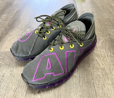 Nike Air Max Flair Up Tempo Gray/Purple/Volt Shoes AH9711-001 Mens Size  MINT - Main Image