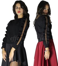 Maglia donna Chiffon manica velata trasparente lunga sexy casual nuovo 192