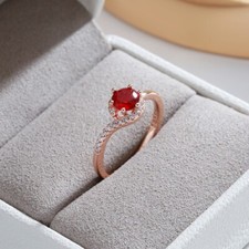 Elegant 585 RG rose gold rose gold with Natural red ruby 2.3 gr cocktail ri.s: 8
