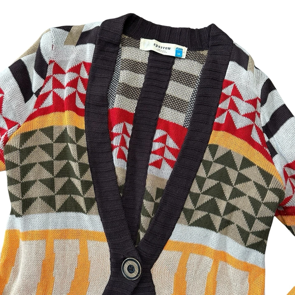 SPARROW Women’s M Button Front Chevron Retro Style Cardigan Sweater 70s - Image 4 of 4