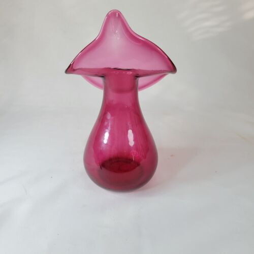 Vintage Pilgrim Glas Cranberry Jack in der Kanzel Vase Studio Kunst 7,25" lebendig - Bild 2 von 6