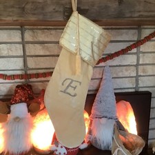 Letter Initial E Gold Monogram Holiday Stocking Sequin Christmas Target Elegant