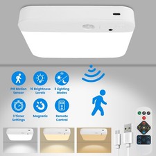 Rechargeable Motion Sensor Ceiling Light w/ Remote Wireless Ceiling Lamp 3 Timer