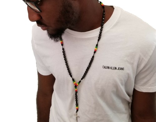 Collar de Jesús Rosario Cruz Rasta Irie Rosario Cuentas Hip Hop Negro vidas importan - Imagen 4 de 8