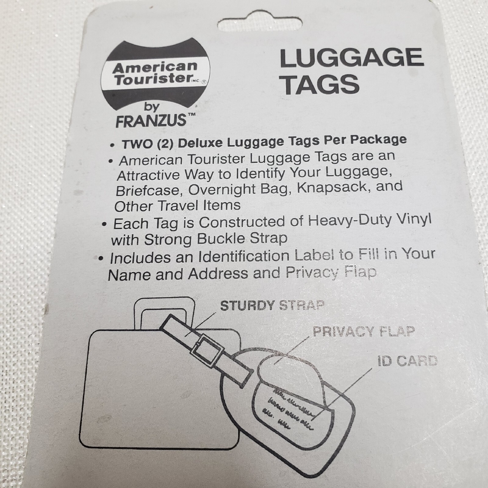 Vintage American Tourister Luggage Tags Vinyl, Pack of 2 Black eBay