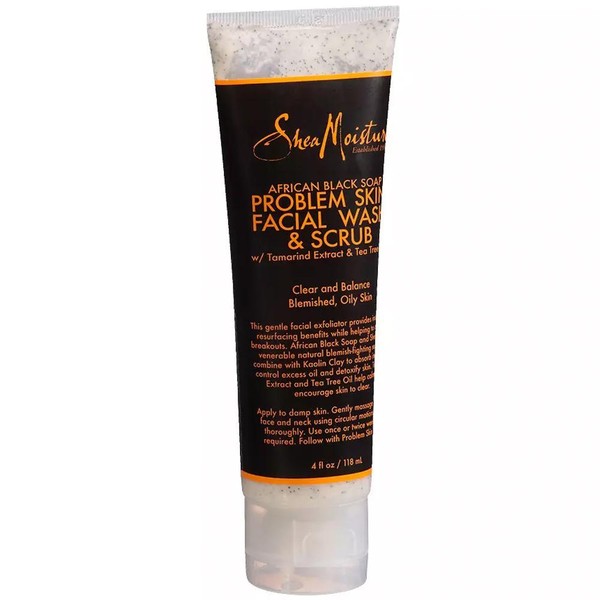 Shea Moisture African Black Soap Problem Facial Wash & Scrub 4 Ounce