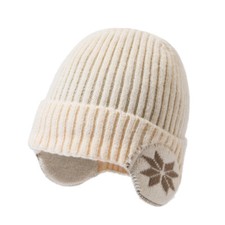 Men Knitted Skull Cap Beanie Hat Brimless Winter Fleece Lined Ear Flaps Ski
