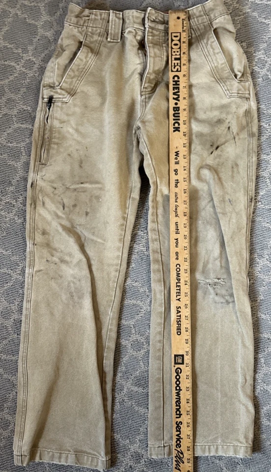 Pantalones Burton Distressed Hombre Talla 34 Caqui Lona Algodón Pesado Foto 4 de 4