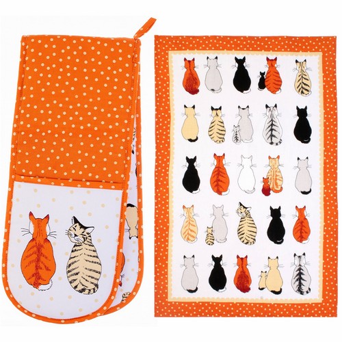 Ulster Weavers Double Oven Gloves & Tea Towel Sets Beekeeper Dotty Sheep Rooster - Picture 27 of 66