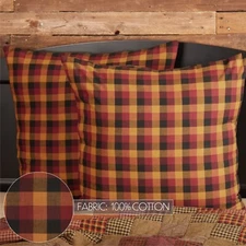 Heritage Farms Primitive Check Frabric EURO PILLOW SHAM 26x26 Country Farmhouse
