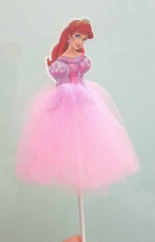2pcs Castle pink Ariel Mermaid Disney Princess Cake topper Cupcake Toppers Party - Picture 2 of 4