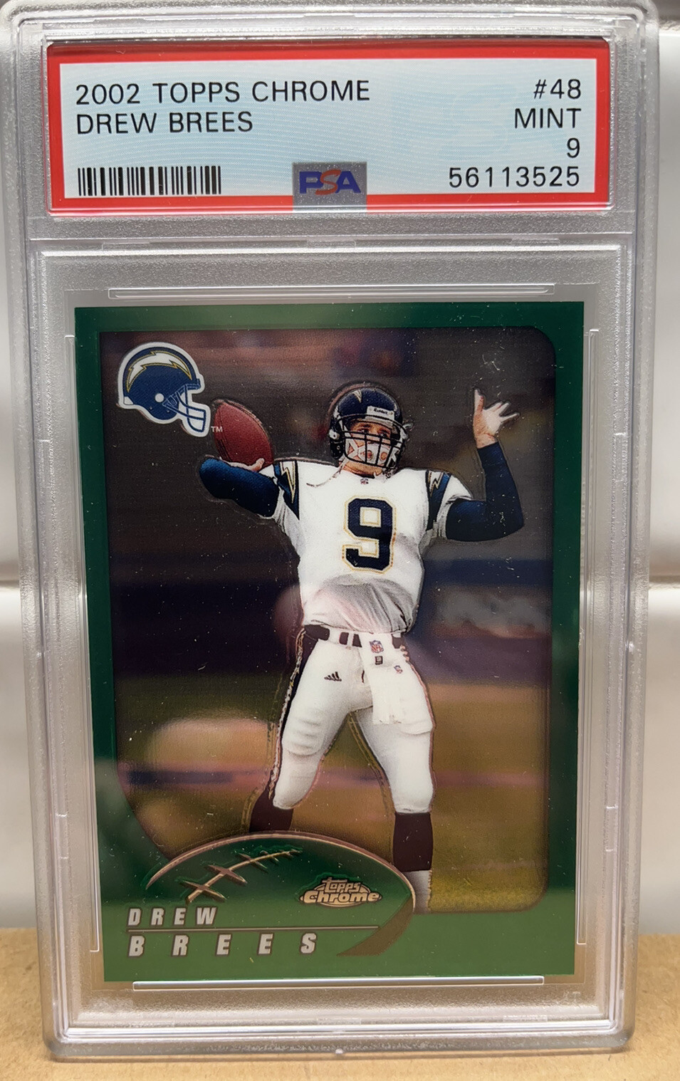 2002 Topps Chrome Card #48 Drew Brees 2nd Year Topps Chrome Card PSA 9 - Hof