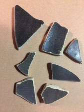 7 Brown Genuine beach sea pottery tiles Shards - Surf-tumbled BP01