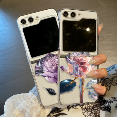 Hülle Für Samsung Galaxy Z Flip5 Flip4 Flip3 Blume Klar Handy Tasche Case Cover