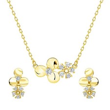 925 Sterling Silver Gold Plate Cz Pendant Charm Necklace with 16" w Extension