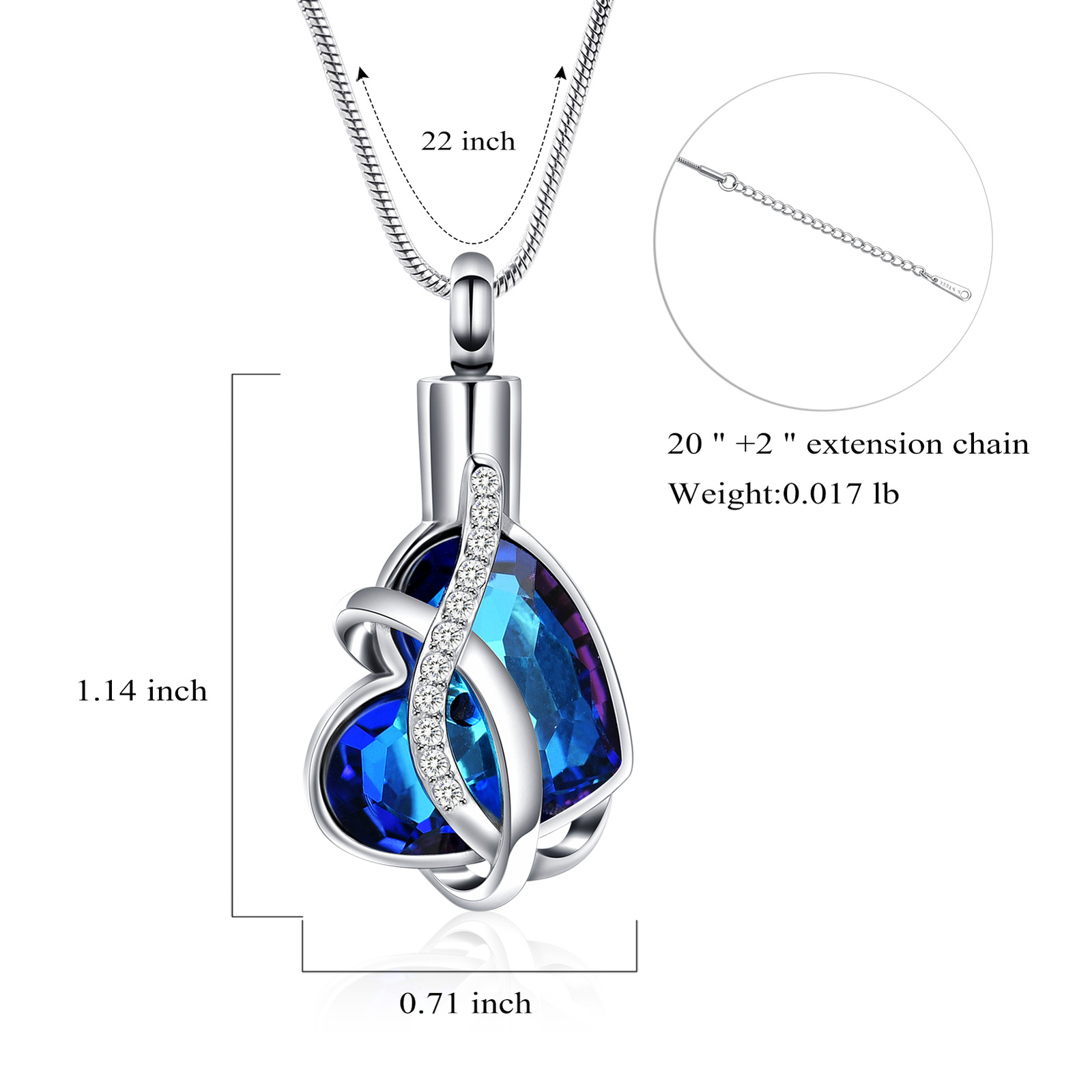 Ashes Urn Necklace Cremation Jewellery Heart Pendent For Ashes Memorial