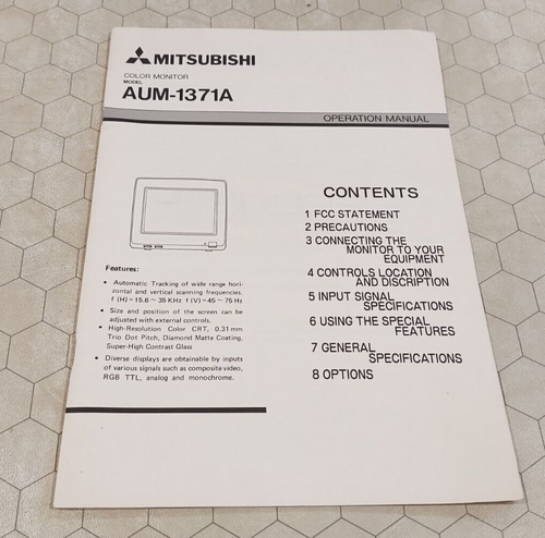 Mitsubishi AUM-1371A Multiscan Color Monitor Manual, 1980s - 第 1/2 張圖片
