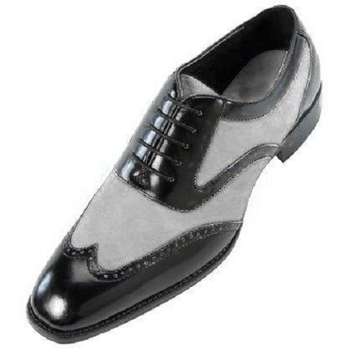 Handmade Men Black And Gray Wingtip 