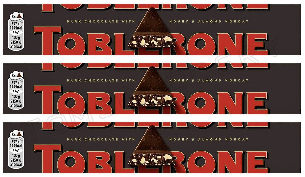 3 TOBLERONE BLACK Dark Swiss Chocolate with Honey & Almond Nougat