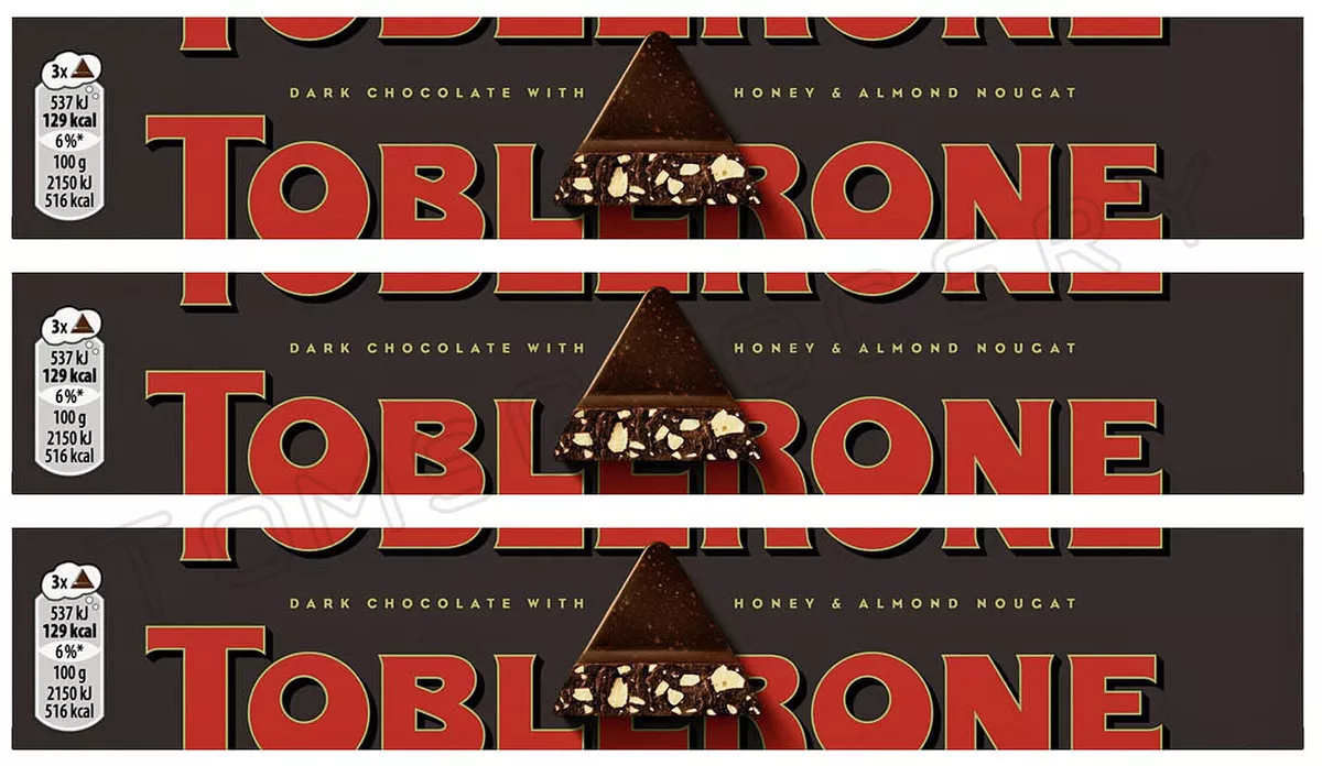 3 TOBLERONE NOIR chocolat suisse foncé avec nougat miel et amande 100 g 3,5  oz